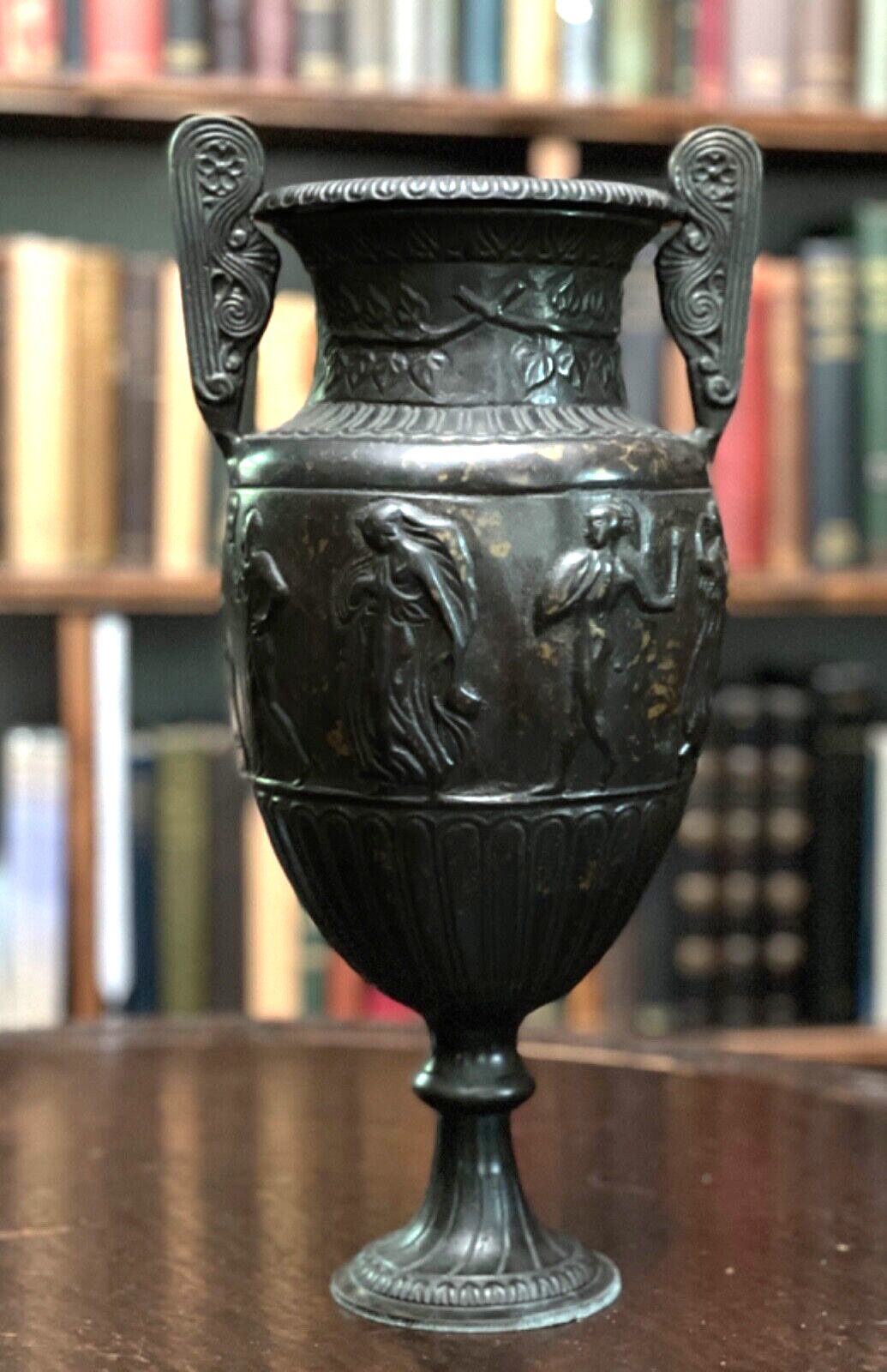 ANTIQUE HEAVY SOLID BRONZE GREEK GRECIAN KRATER VASE or URN - Early 1900s