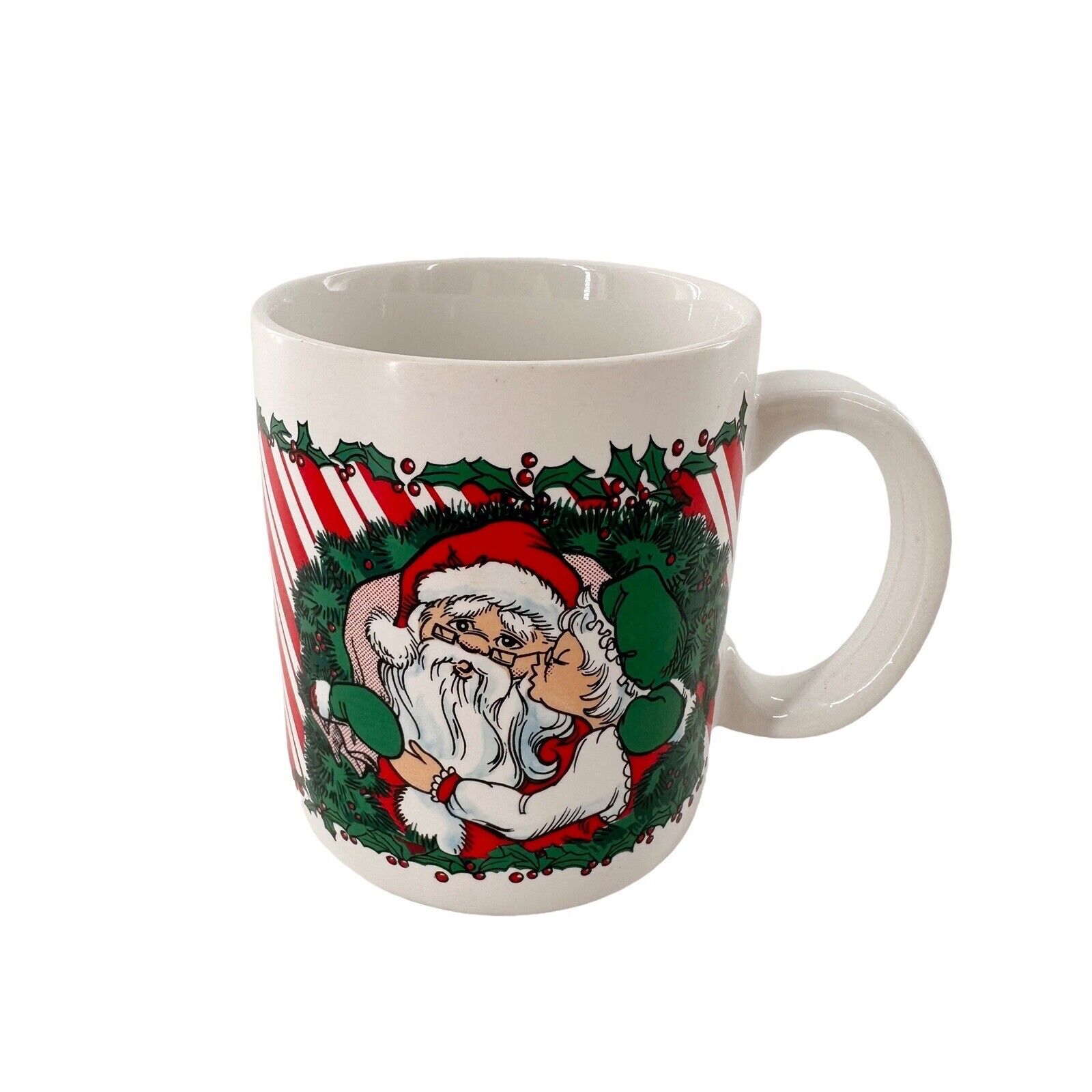 Vtg Houston Foods Mr. & Mrs Santa Clause 1998 Coffee Mug Korea Christmas Cup