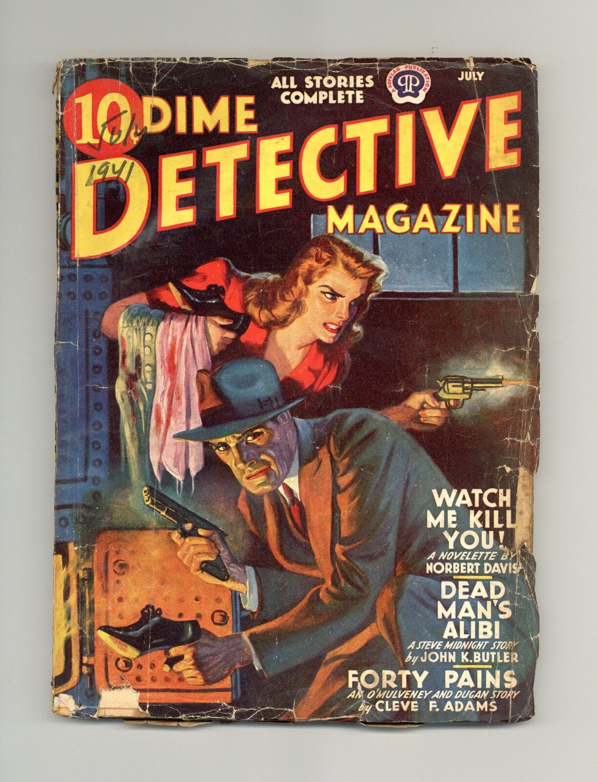 Dime Detective Magazine Pulp Jul 1941 Vol. 36 #4 FR/GD 1.5