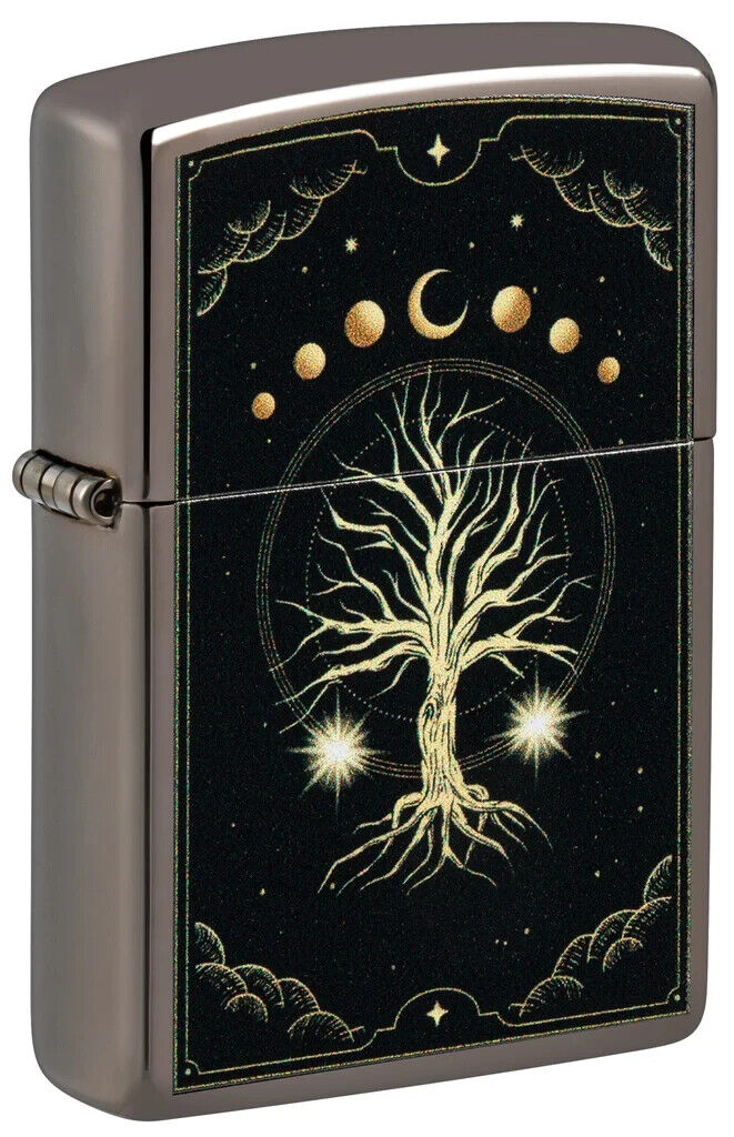 Zippo 48636, Mystic Nature Design, Black Ice FInish Lighter,