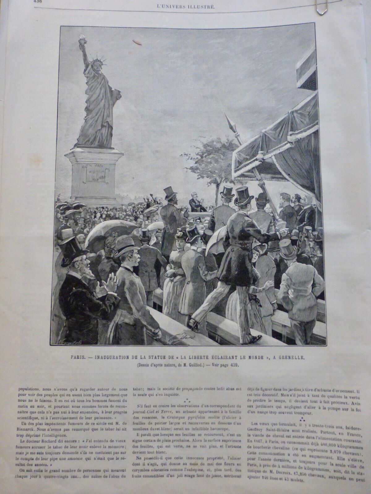 1886 Statue of Liberty New York Bartholdi 4 Newspapers