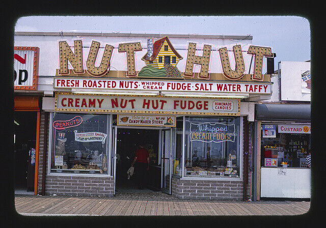 Boardwalk Nut Hut store Wildwood New Jersey 1980s Historic Old Photo