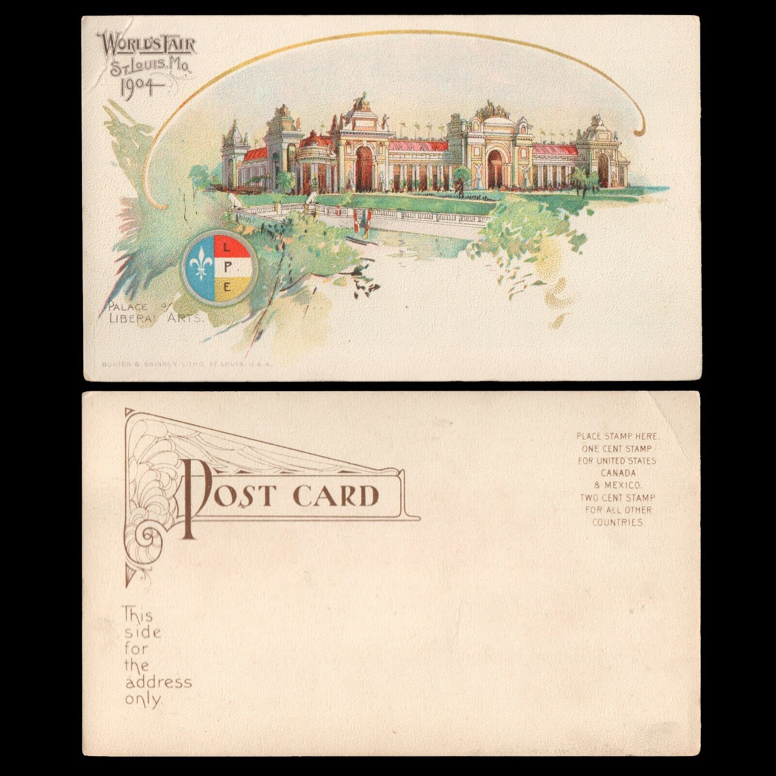 1904 St Louis World's Fair LPE Palace of Liberal Arts Unposted UDB Postcard