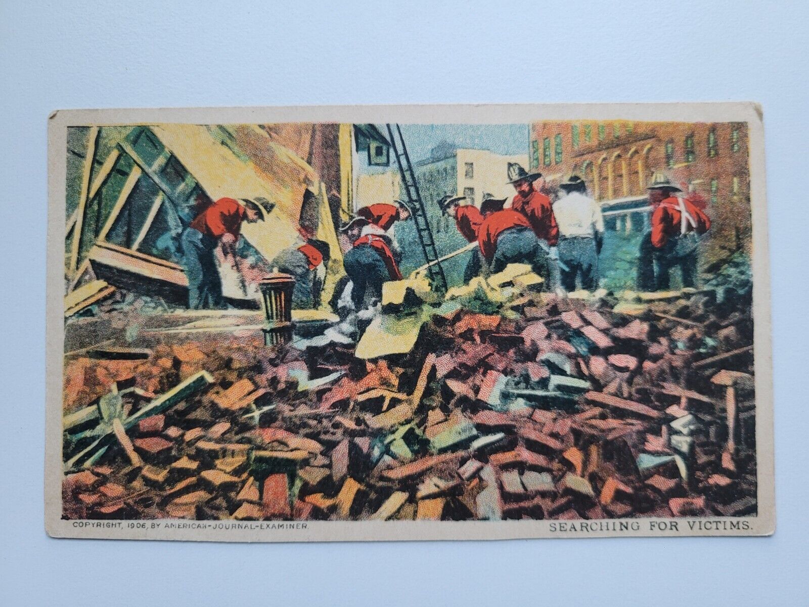Searching For Victims Chicago 1906 Disaster Card Earthquake Antique Postcard