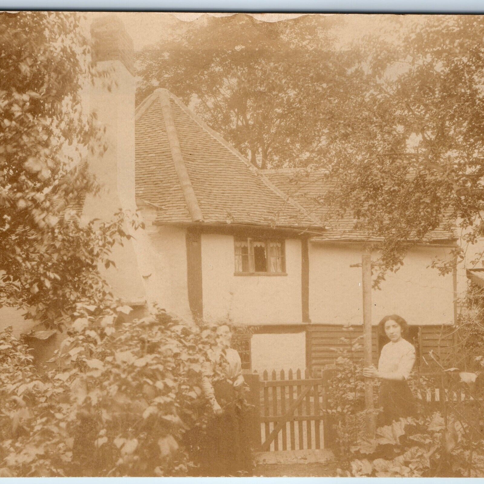 c1910s Fantasy House Garden RPPC Women Outdoors Lovely Real Photo Postcard A96