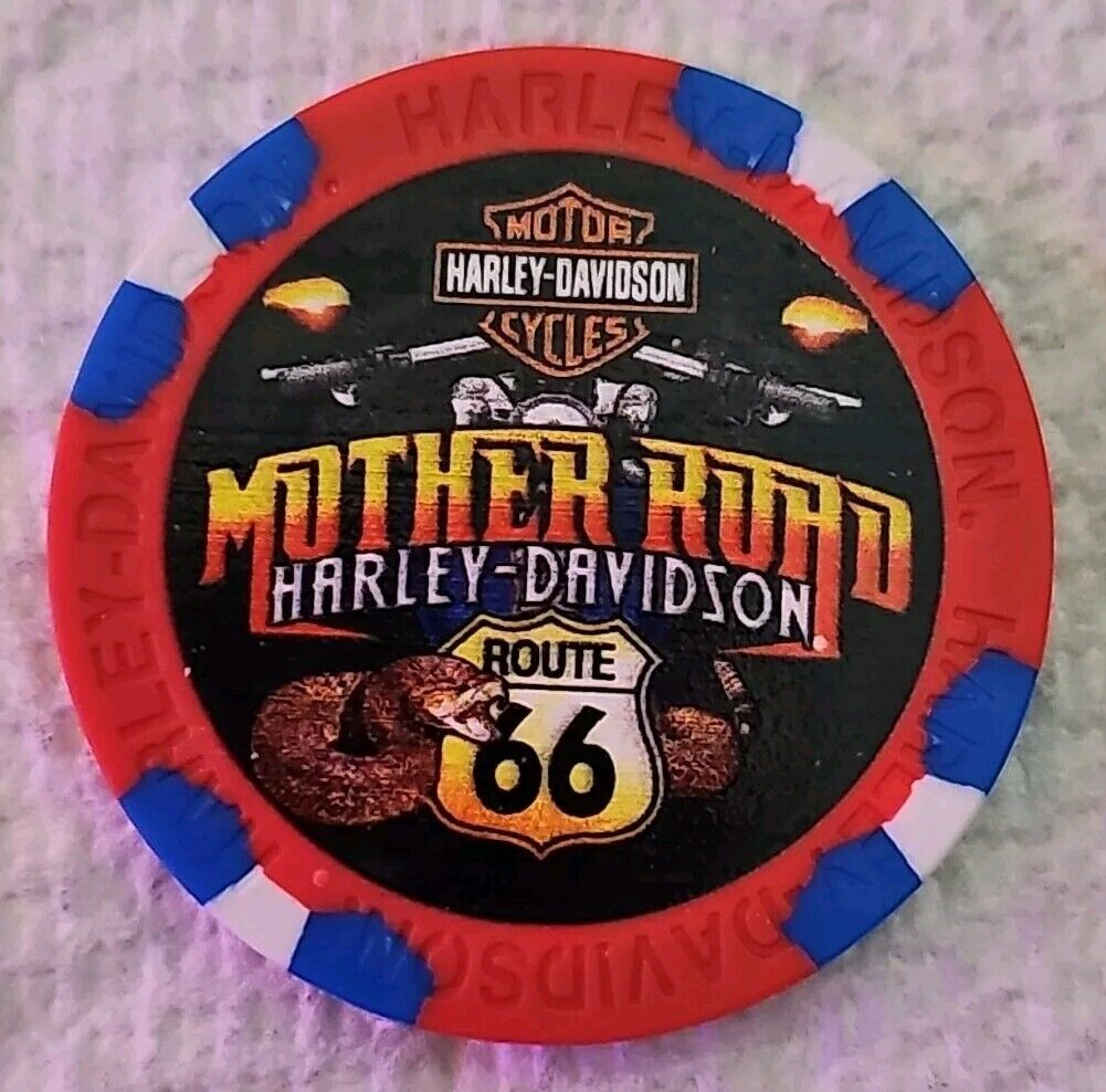 Harley Davidson Poker Chip Famous Route 66 Mother Road HD Kingman AZ NEW