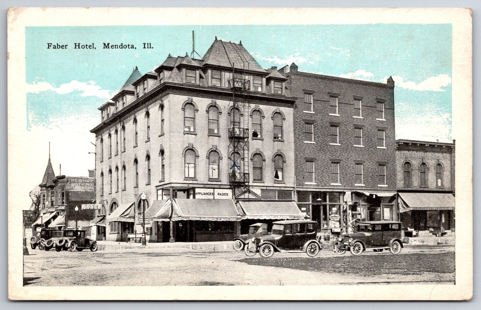 Mendota Illinois~Hub~Ed Lathrop Grocery~Faber Hotel~Appliance & Radio Shop~1920s