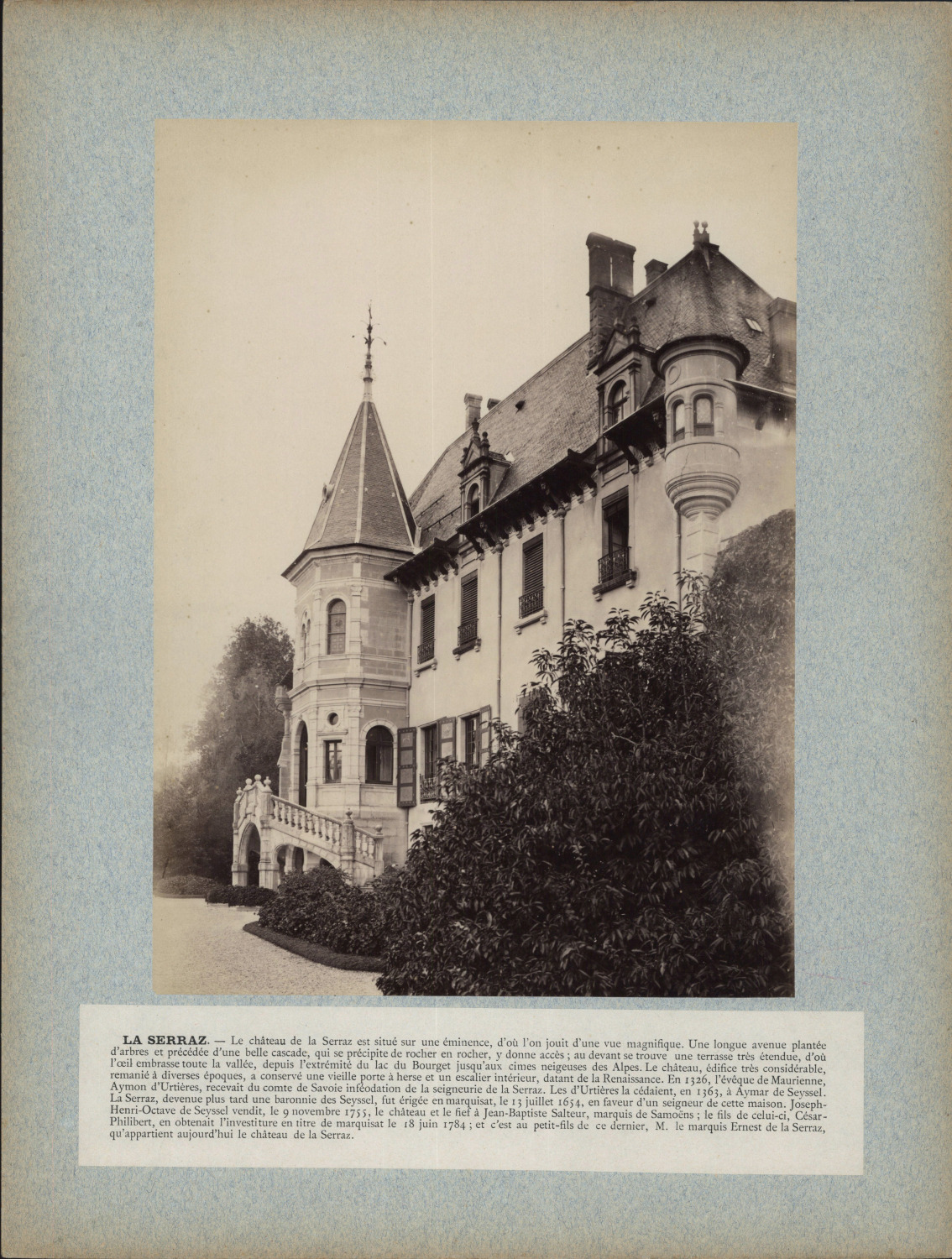 France, La Serraz, Château Vintage Albumen Print 33x25 C