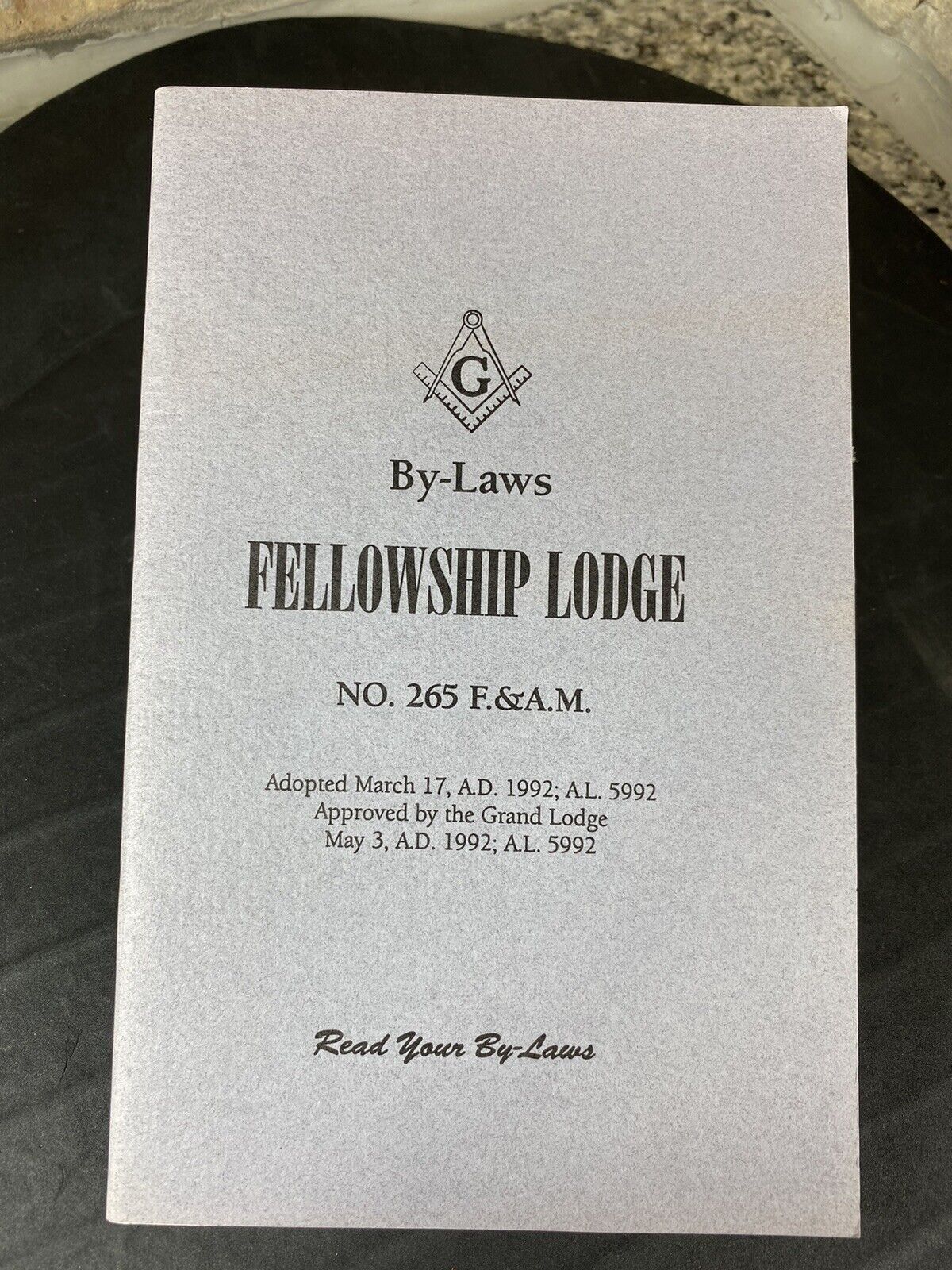 Vintage 1992 By-Laws of Fellowship Lodge No. 265 F.&A.M. Free Masons Masonic FL