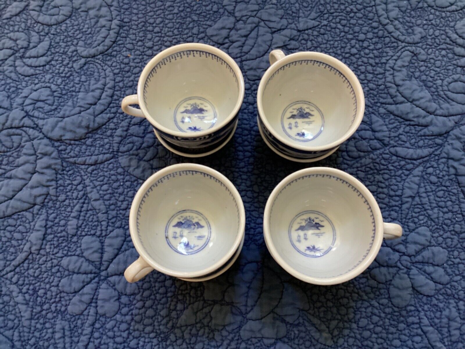 Set of 4 mini Canton tea cups/saucers