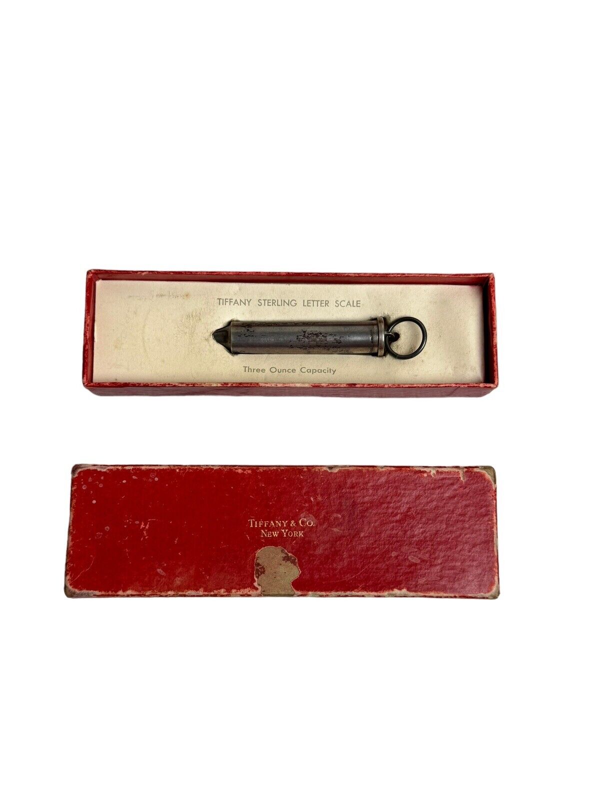 Antique Tiffany & Co., sterling silver spring letter scale, with Box