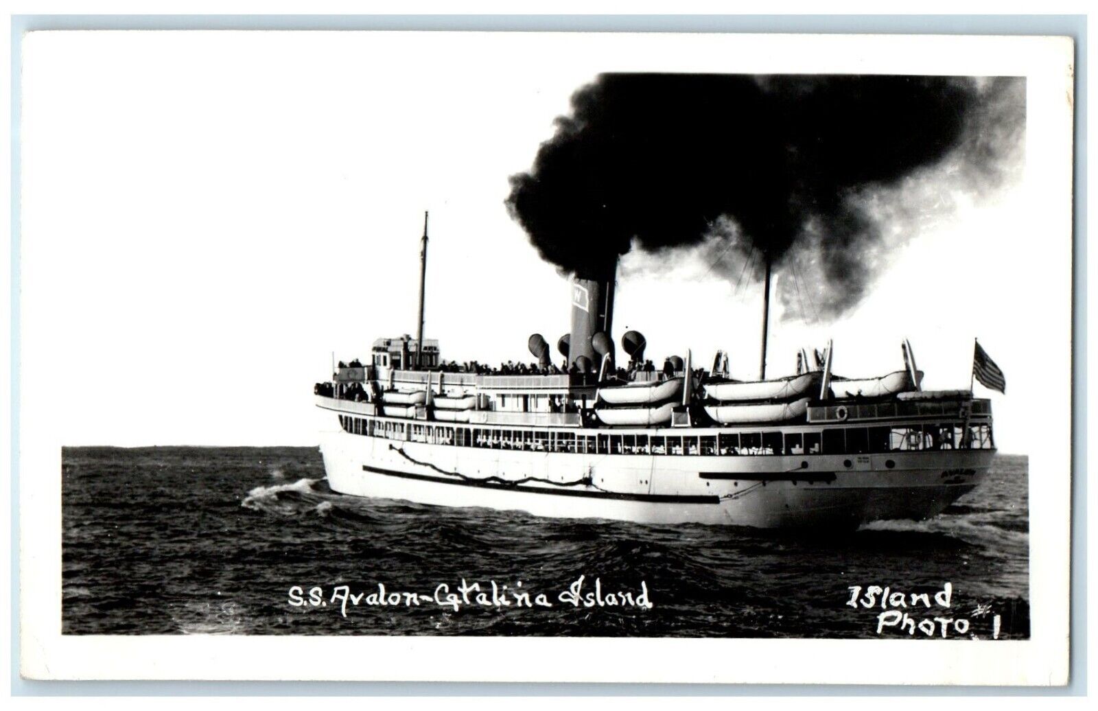 c1940\'s SS Avalon Catalina Island Steamer Ship RPPC Photo Vintage Postcard
