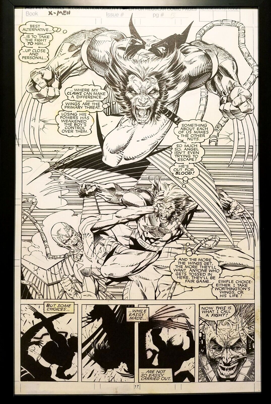 X-Men #272 pg. 13 Wolverine Jim Lee 11x17 FRAMED Original Art Poster Marvel Comi