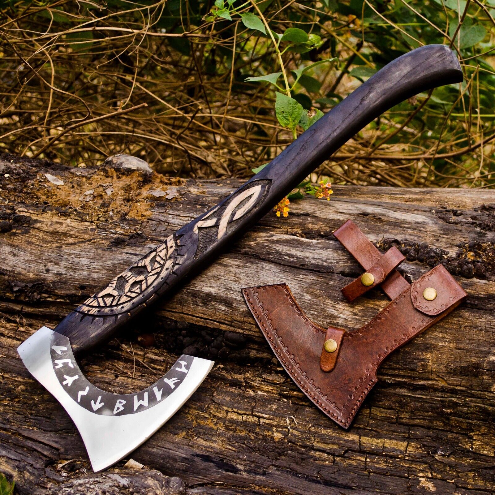 Custom Handmade Carbon Steel Viking Axe Tomahawk Axe Throwing Hatchet W/Sheath