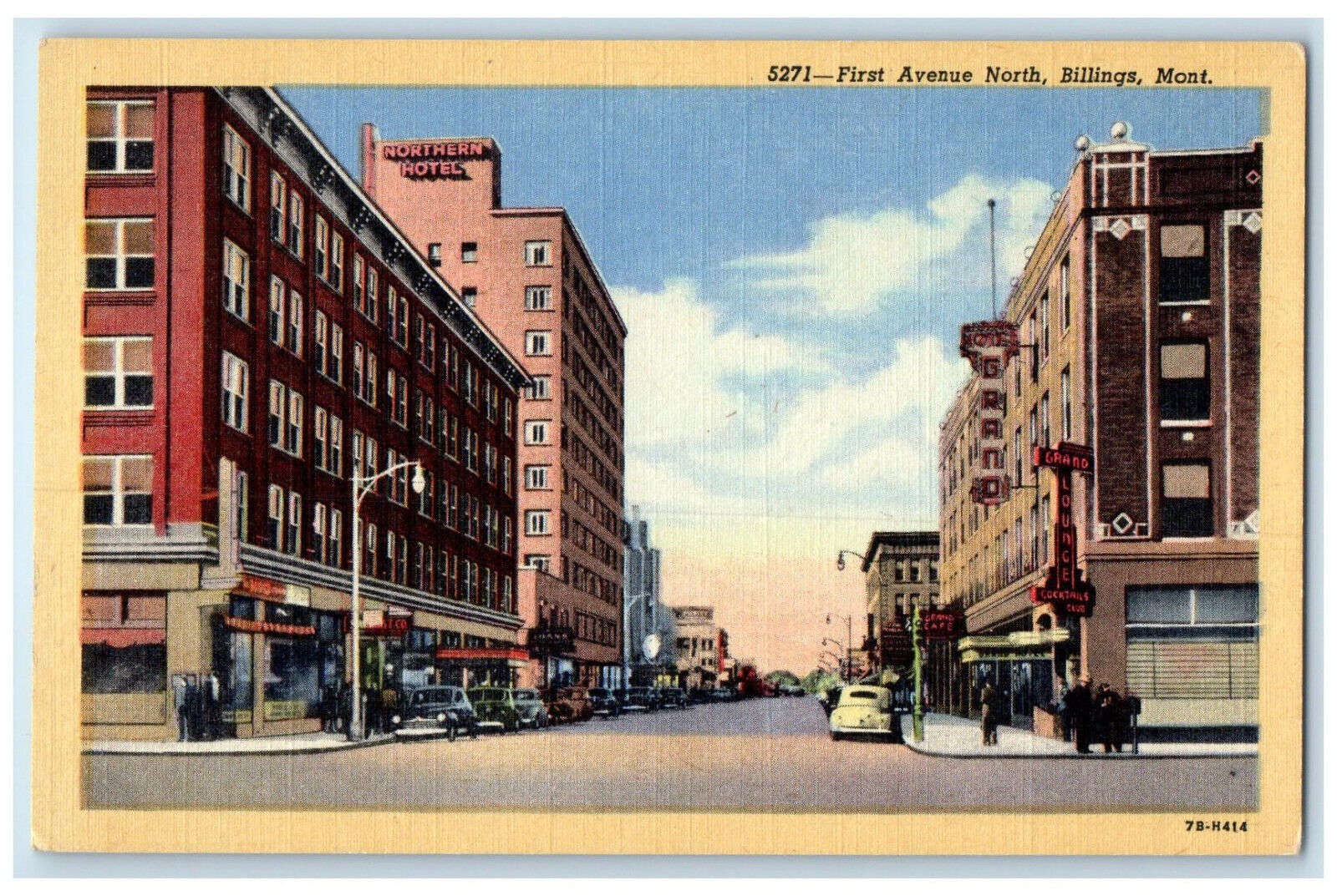 c1940\'s Hotel First Avenue North Billings Montana MT Vintage Unposted Postcard