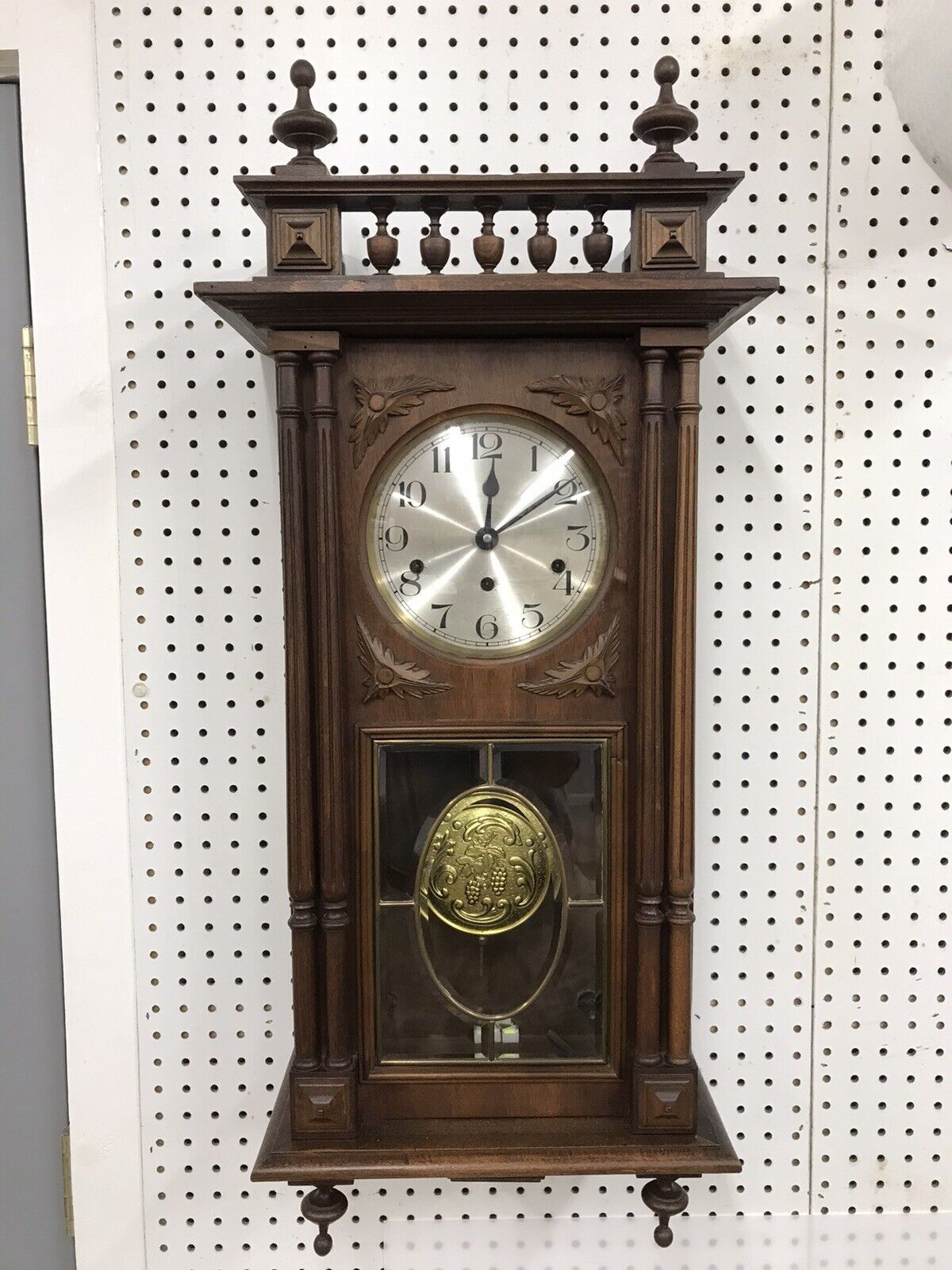 Antique Kienzle Wall Clock - Westminster Chime and Leaded Beveled Glass - Runs