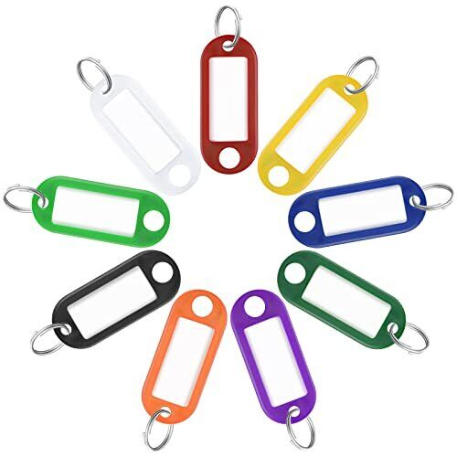 40 Pack Key Ring Tags Key Chains Key Tags with Labels Tough Plastic Key Tags