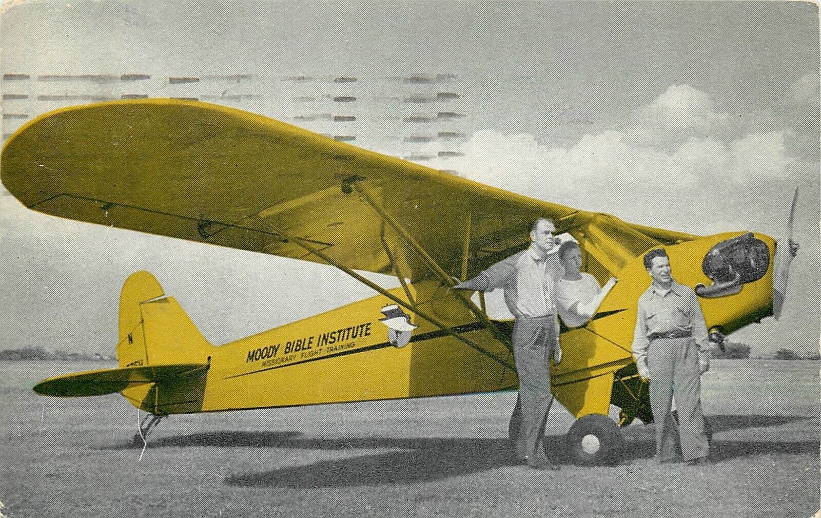 Postcard 1952 Illinois Chicago Religion aircraft Moody Training Plane TR24-1897
