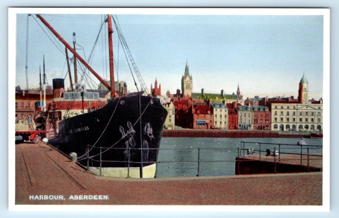 The Harbour with ships Aberdeen Scotland UK Postcard
