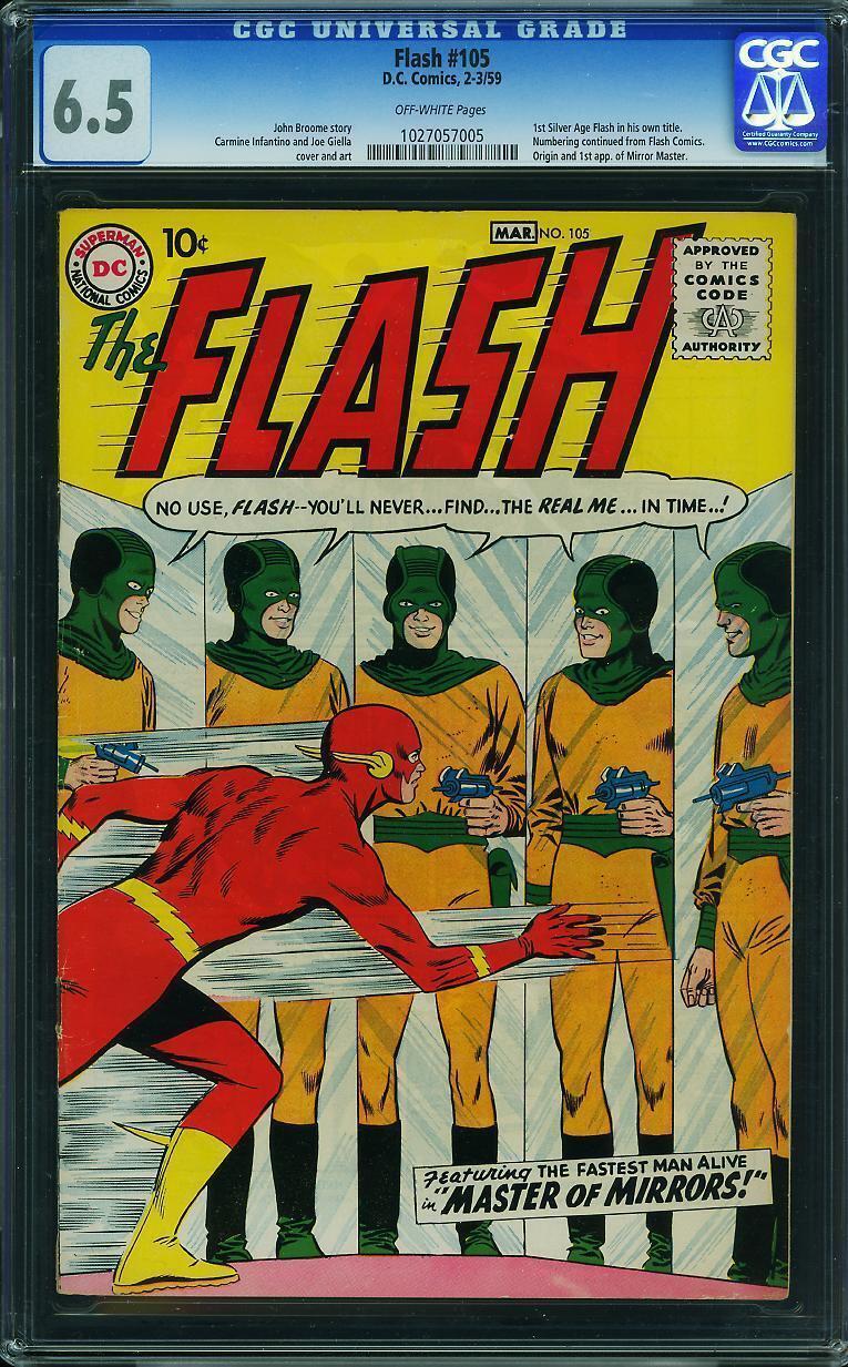 Flash #105 CGC 6.5 DC 1959 1st Flash & Mirror Master Justice League G9 105 cm