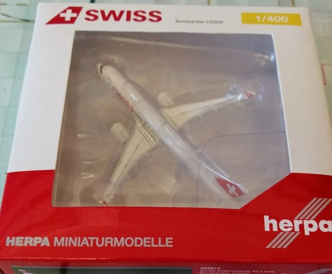Swiss Airbus A220-100 / CS 100 C-GWXZ 1/400 by HERPA. BRAND NEW 