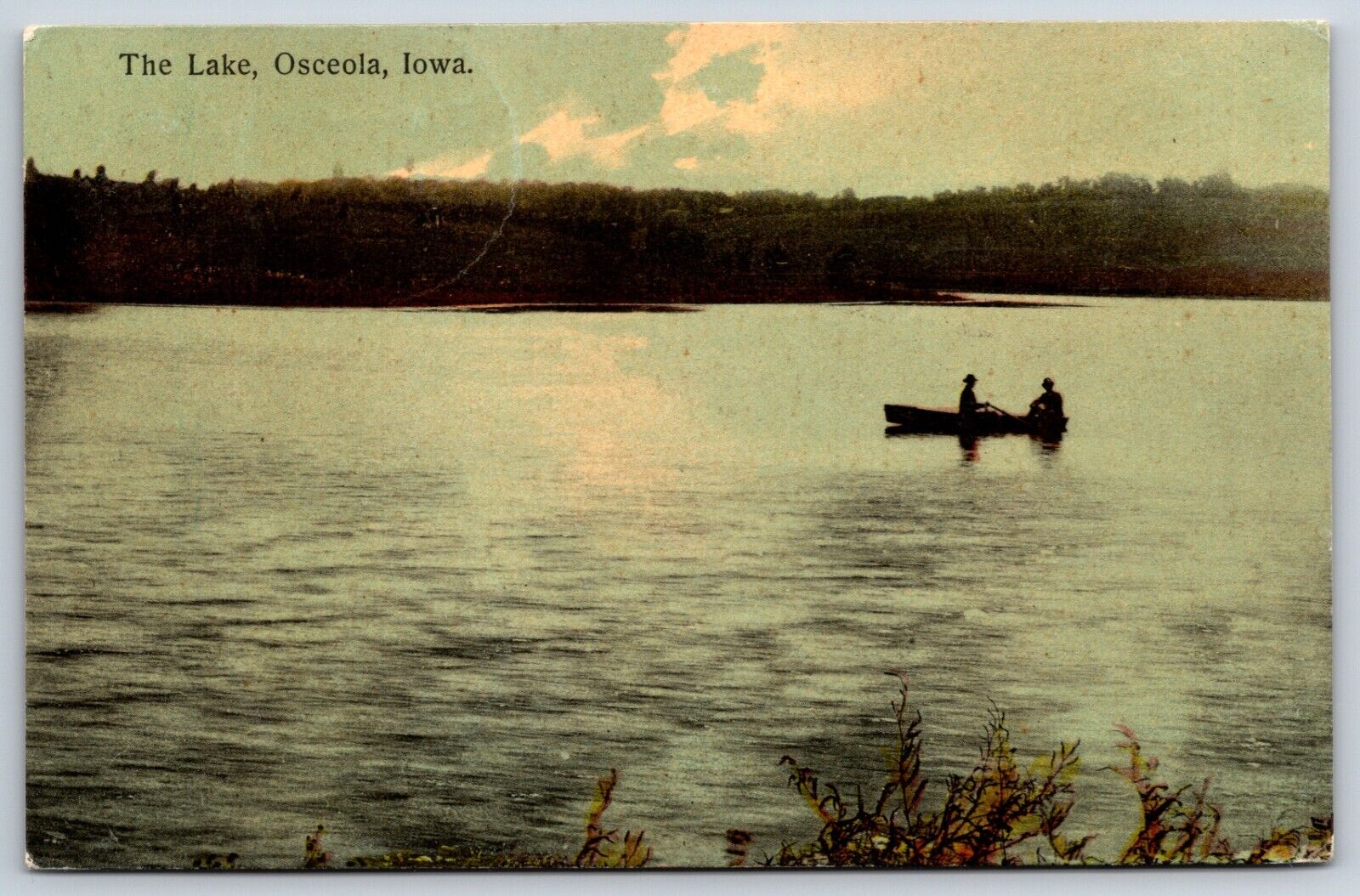 Postcard The Lake, Rowing On Lake, Osceola Iowa Posted 1908