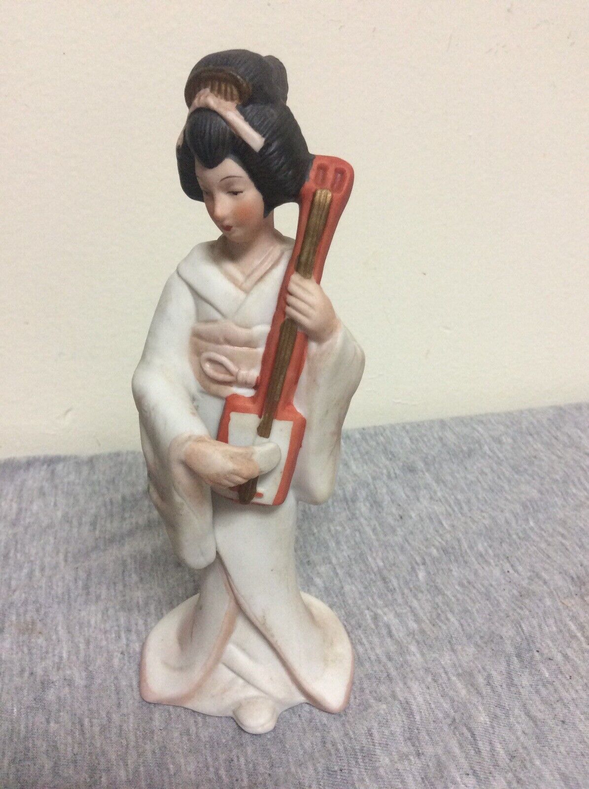 Vintage Porcelain Japanese Geisha Lady Playing Shamisen Figurine