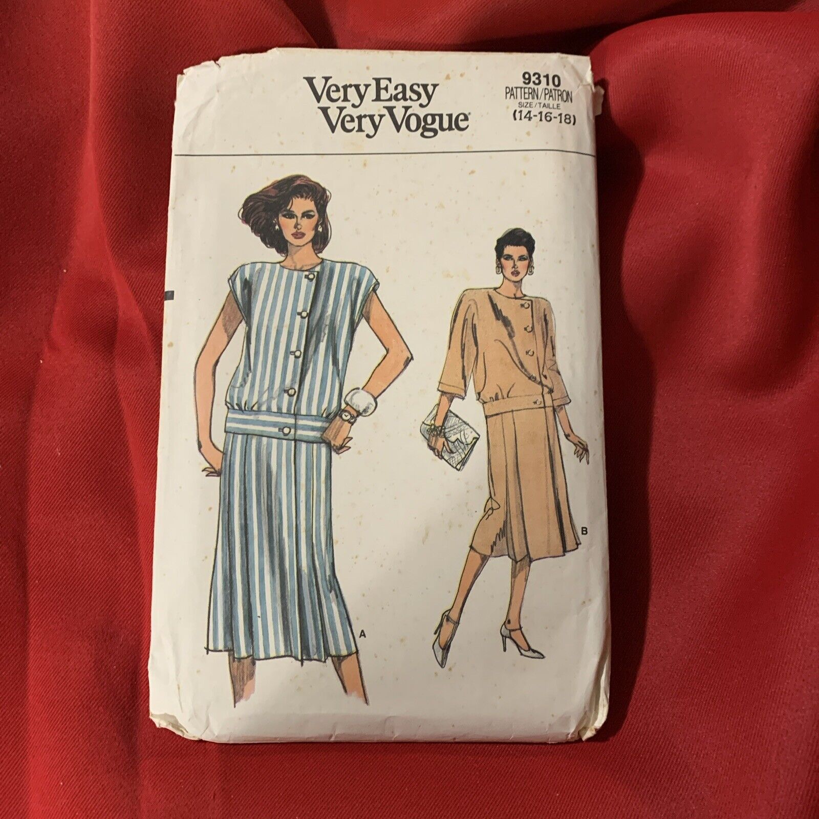 Very Easy Very Vogue 9310 Sewing Pattern Misses’ Dress Size 14-16-18 Cut