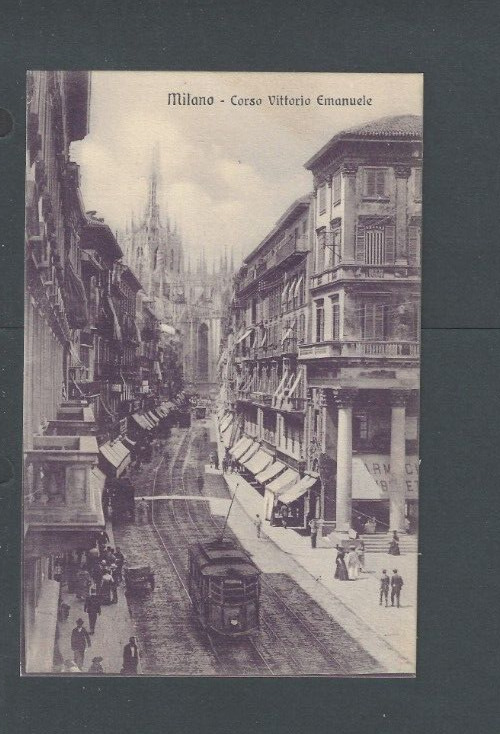 Ca 1901 Post Card Milan Italy Photovue Vittorio Emanuele W/Trolley UDB