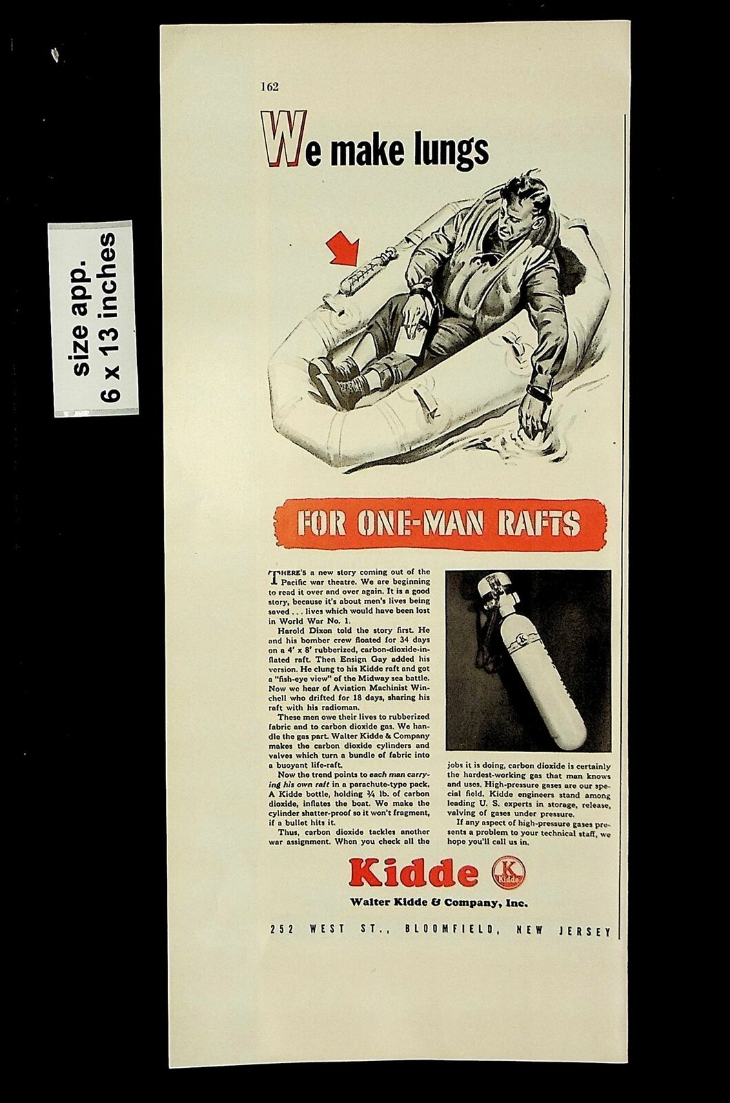 1943 Kidde For One-Man Rafts Vintage Print Ad 20407