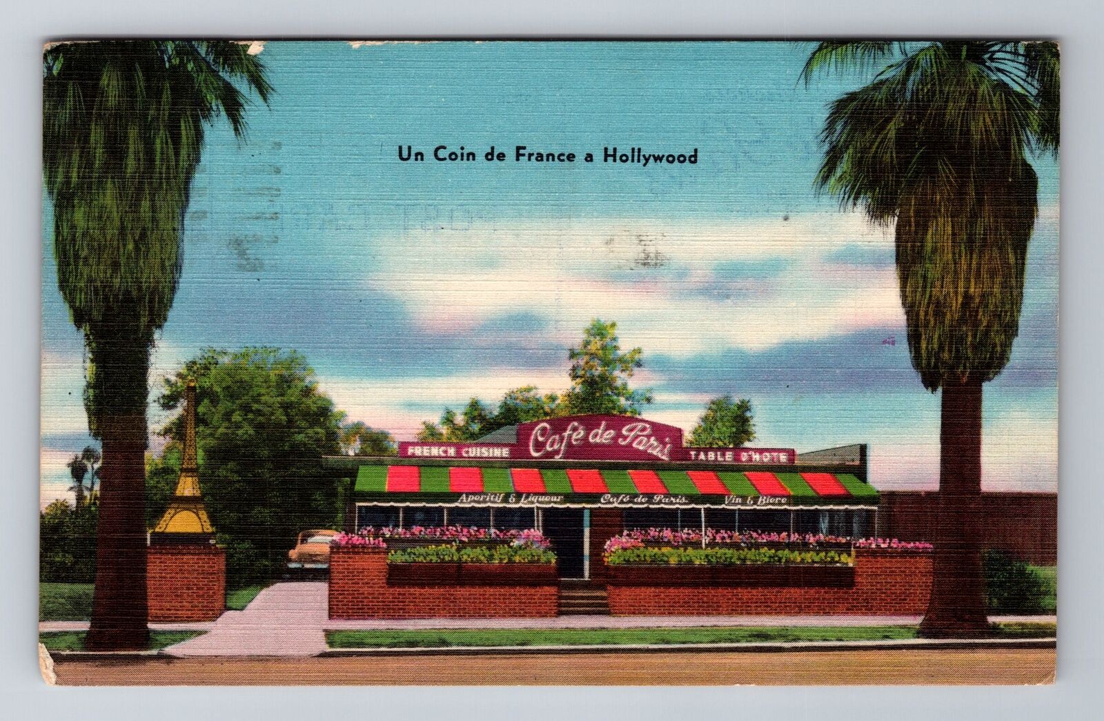 Hollywood CA-California Jean And Michael\'s Café De Paris Vintage c1968 Postcard