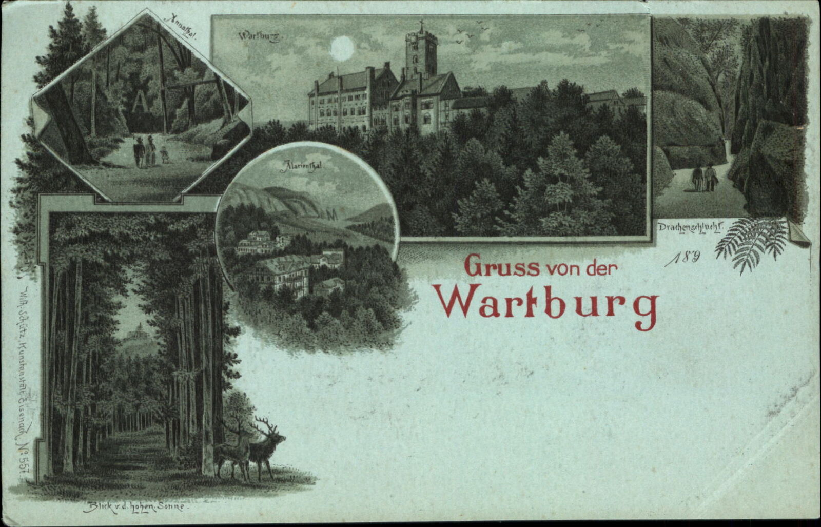 Gruss von der Wartburg Germany ~ UDB c1905 vintage postcard