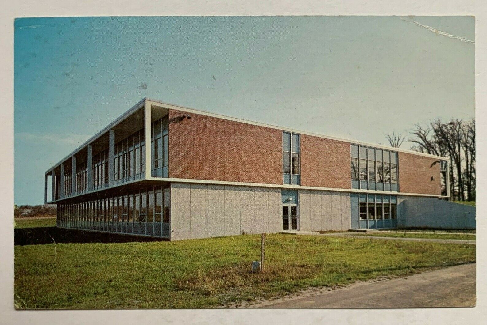 1964 NJ Postcard Glassboro State College Savitz Library building vintage chrome