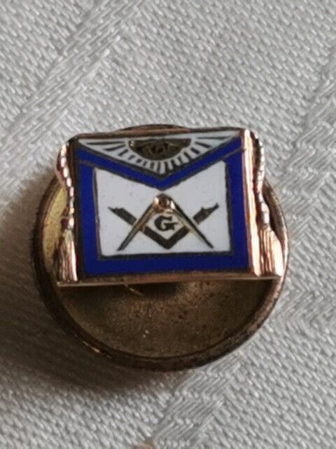 Vintage/Antique Masonic Pin 10K Gold Apron, Fraternal Freemason Mason Screwback