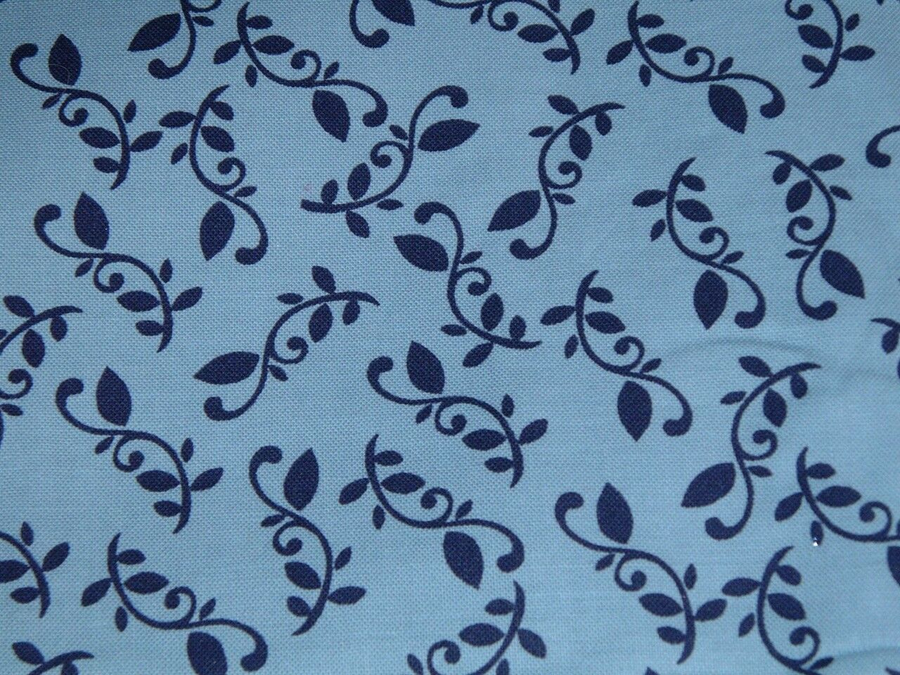 Vtg 90s Indigo Blue Leaves Vines Quilt Doll Clothes Sew Fabric 36x43 BTY #ff276