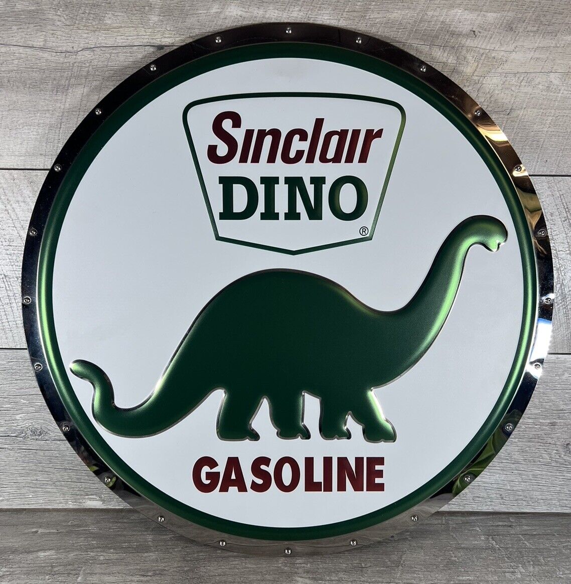 Sinclair Dino Gas Oil Gasoline 22” Metal Sign By Chrome Domz Stainless Steel