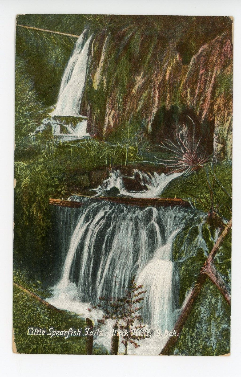 Antique Postcard Little Spearfish Falls Black Hills South Dakota SD Posted 1912