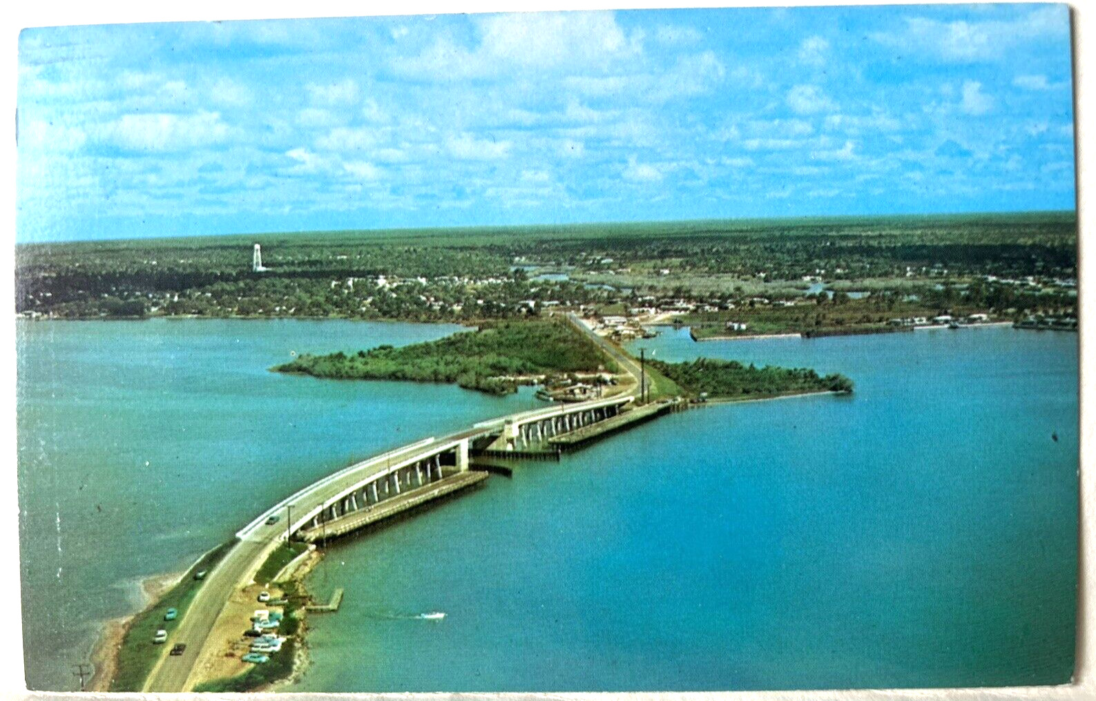 Englewood Beach Florida The New Bridge Birdseye View Vtg Chrome Postcard -  A6