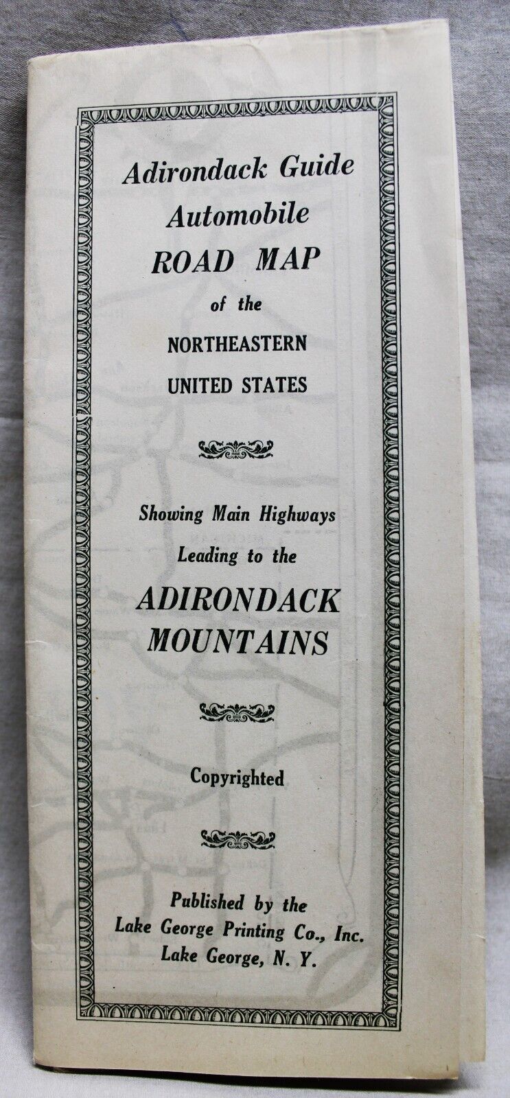 ADIRONDACK GUIDE HIGHWAY ROAD MAP OF THE NORTHEATERN UNITED STATES  ABOUT 1920s