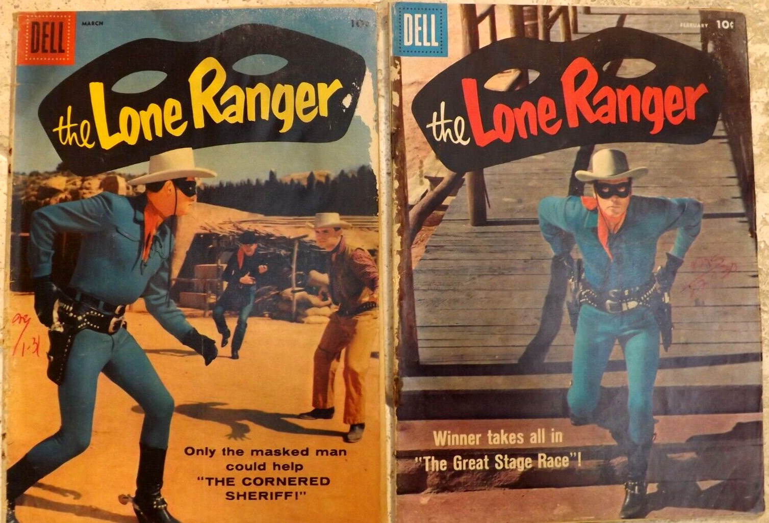1958 THE LONE RANGE DELL COMICS #116 #117 Western Hero Cowboy