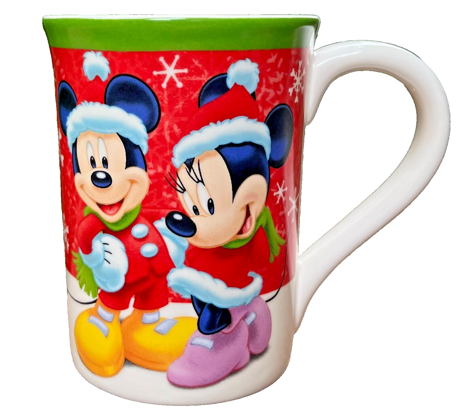 Disney Ceramic Mug Christmas MICKEY & MINNIE MOUSE Coffee Cup Vintage