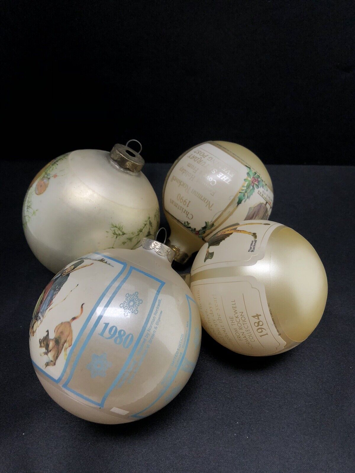 1975, 1980, 1984, 1990 Set of 4 Vintage Christmas Tree Ornaments Hallmark LE