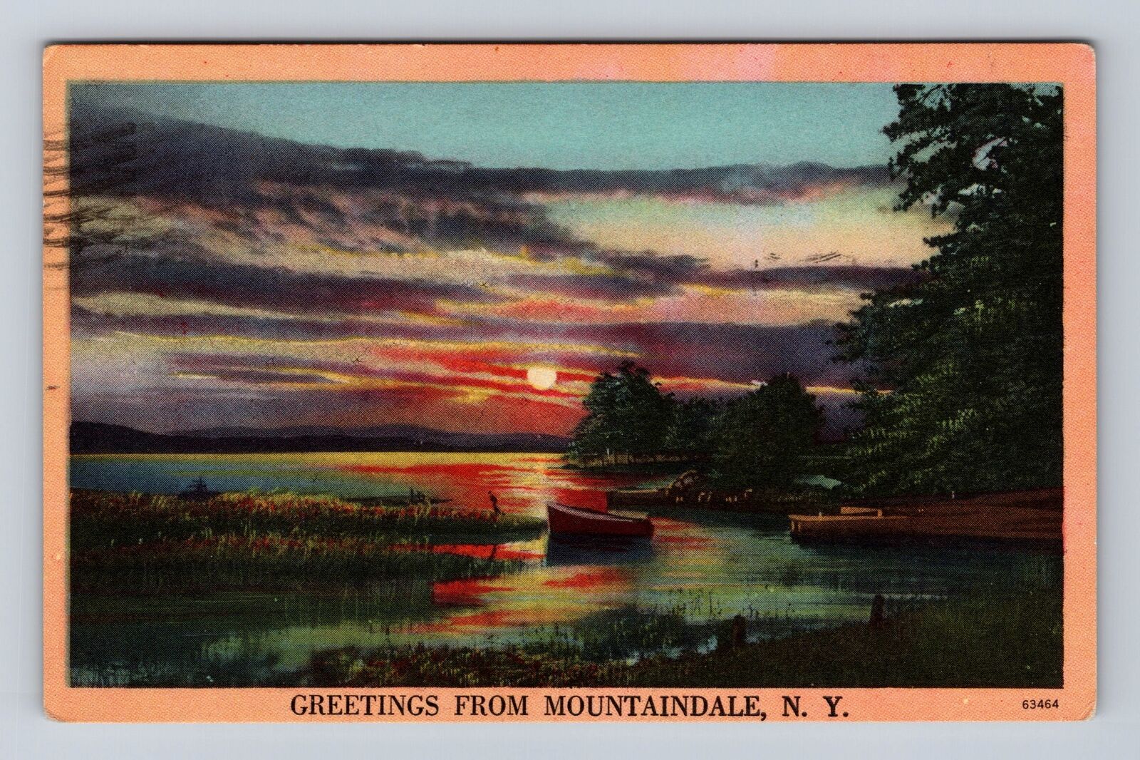 Mountaindale NY-New York, General Greeting, Boats on Lake Vintage c1952 Postcard