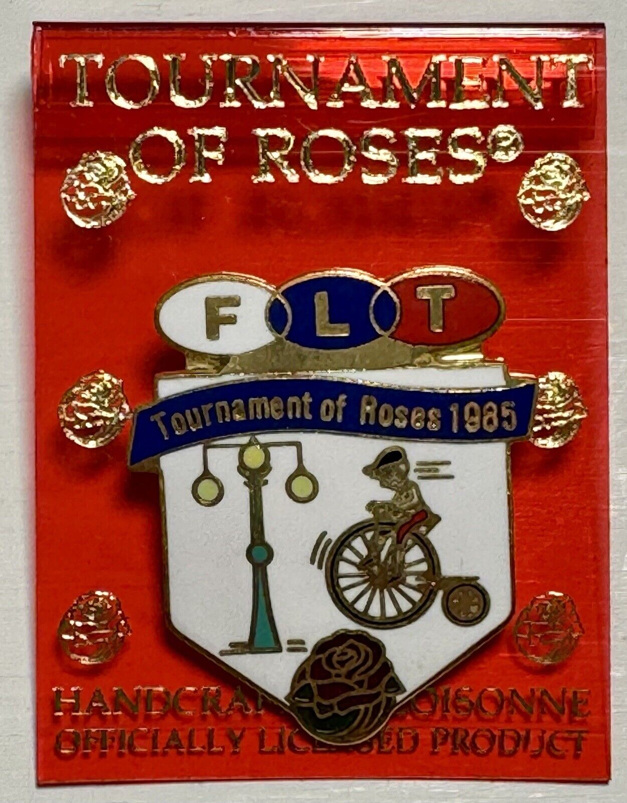 VINTAGE 1985 OFFICIAL TOURNAMENT OF ROSES- FLT ODD FELLOWS COLLECTIBLE PIN
