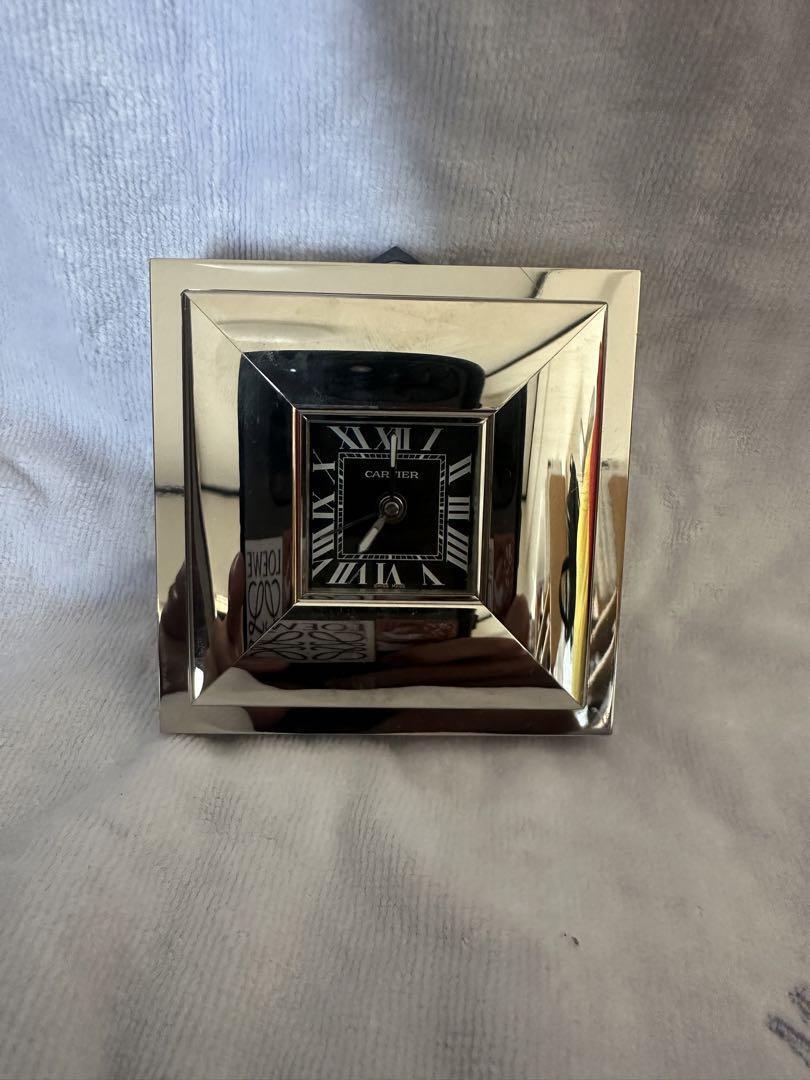 CARTIER Clock Silver tone Operation NOT confirmed Square no Box