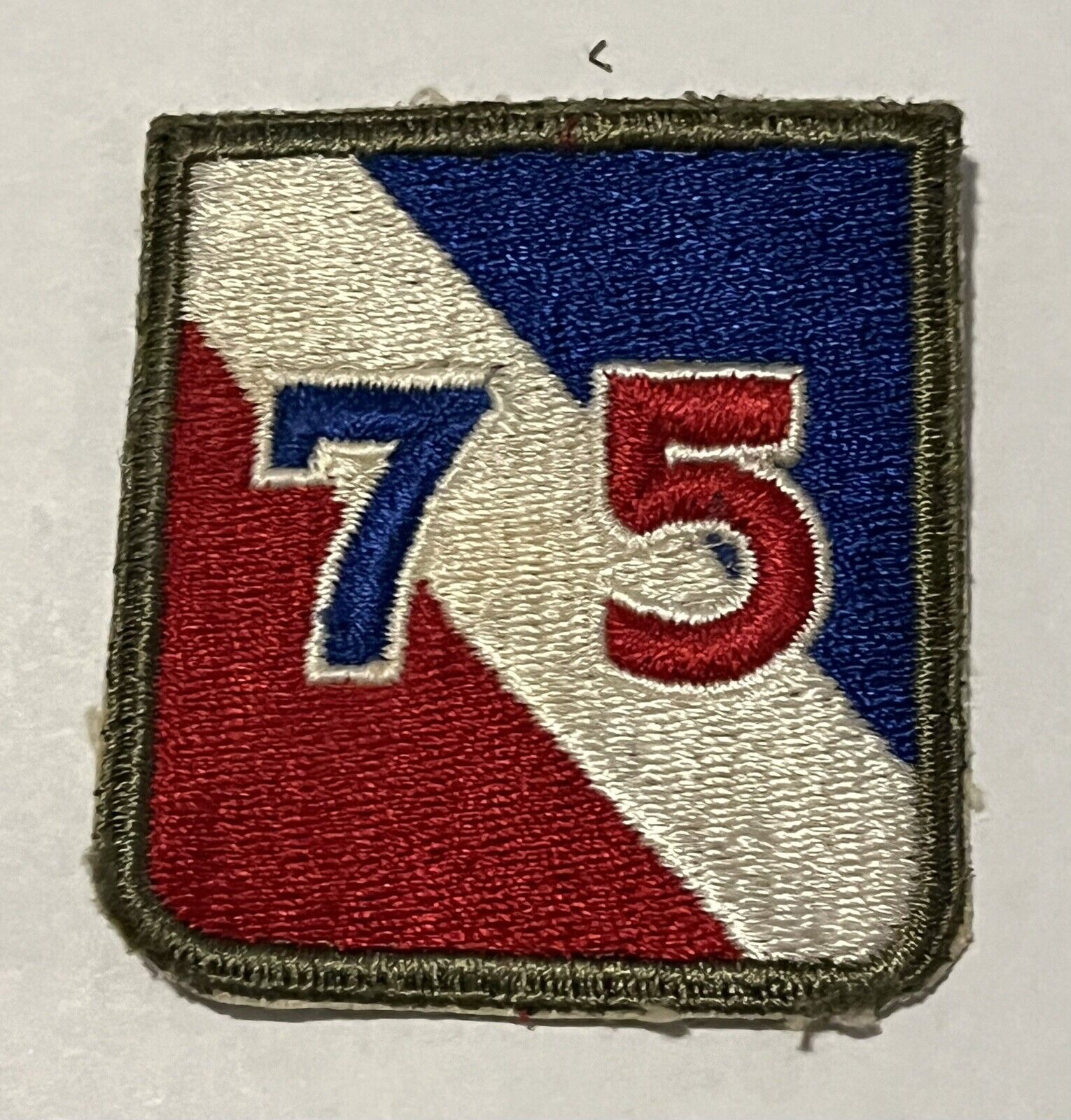 WW2 US Army 75th Infantry Division Uniform Shoulder Patch No Glow WHITEBACK