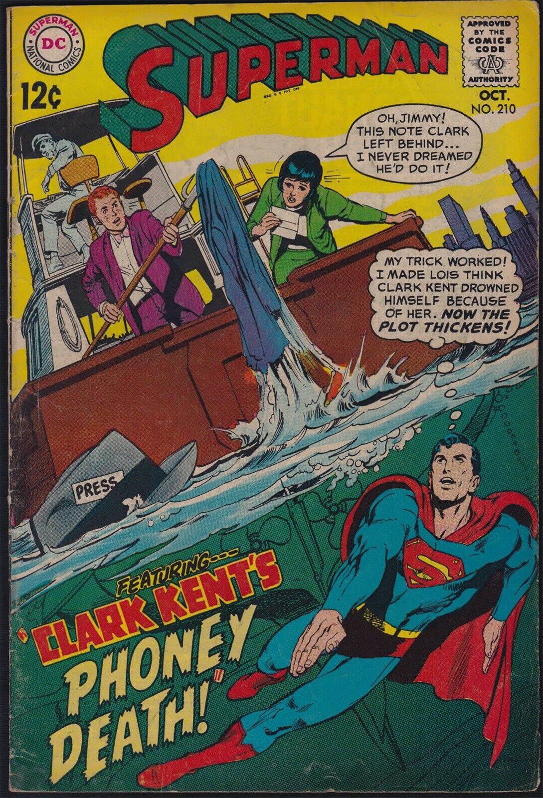 DC Comics SUPERMAN #210 Neal Adams Cover VG/FN
