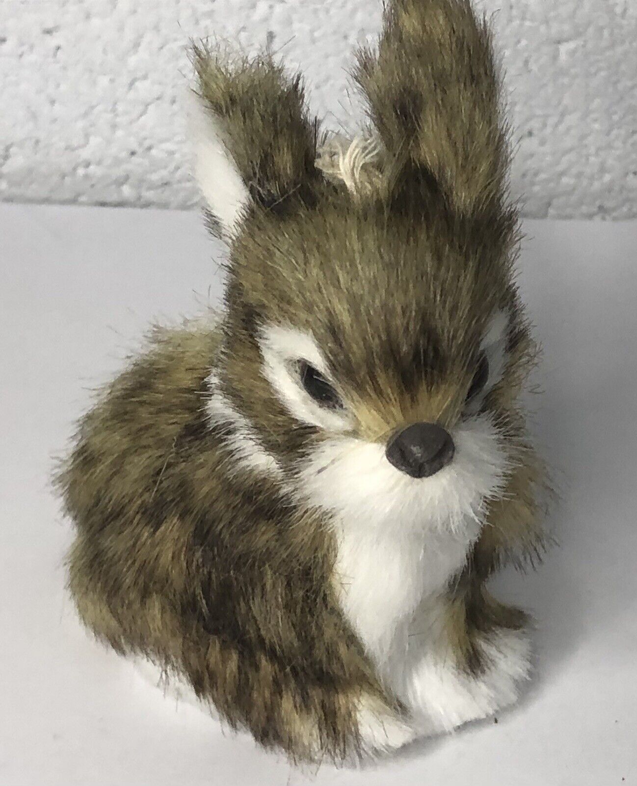Cute Vintage Realistic Bunny Rabbit Christmas Ornament Real Rabbit Fur Figurine