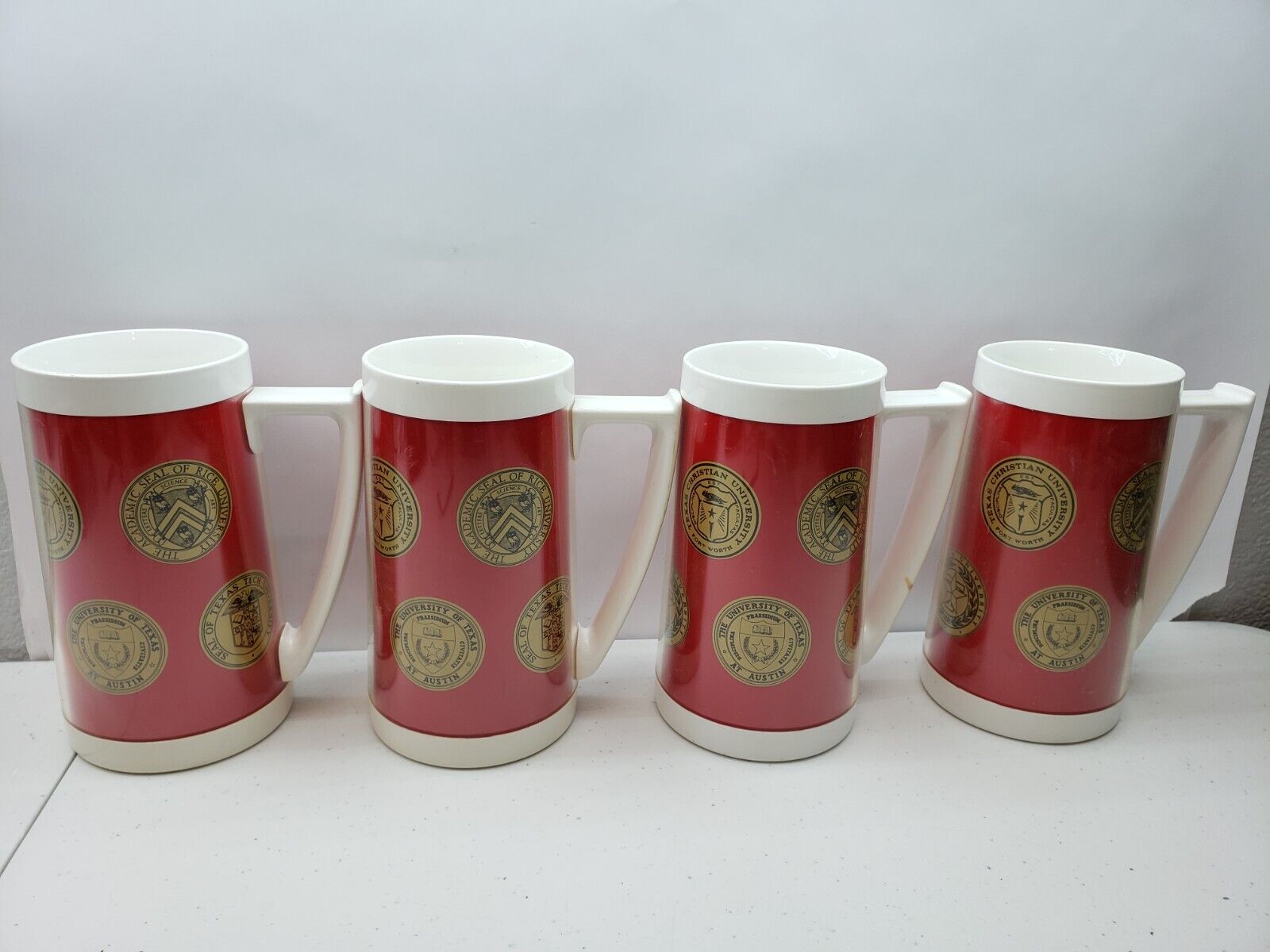 4 Southwest Conference Vintage Thermo-Serv Insulated College Mugs USA Made Lot