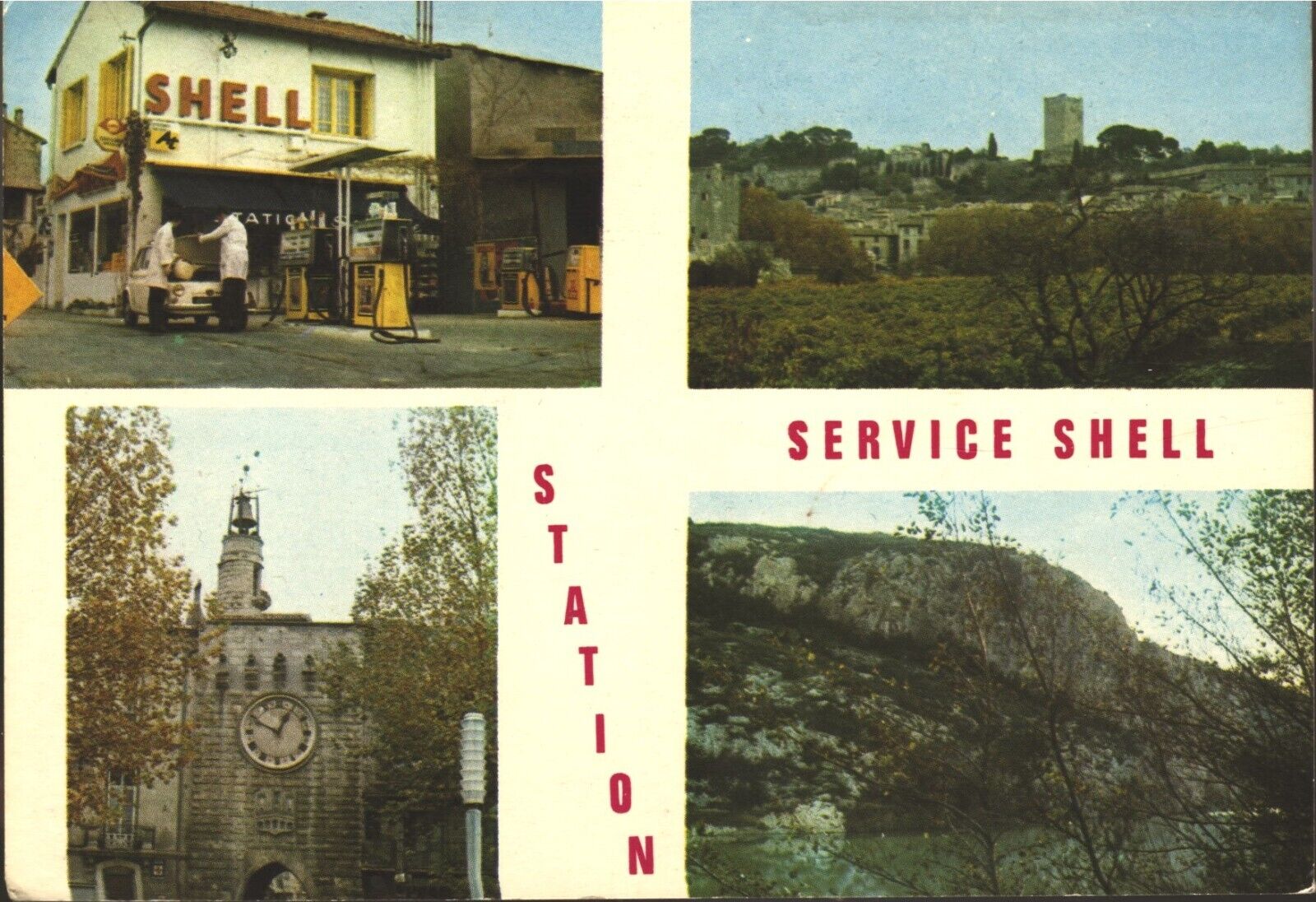 SOMS 30 service station SCHELL manager Mr and Mrs CHÂTELAIN CPSM circa 1970